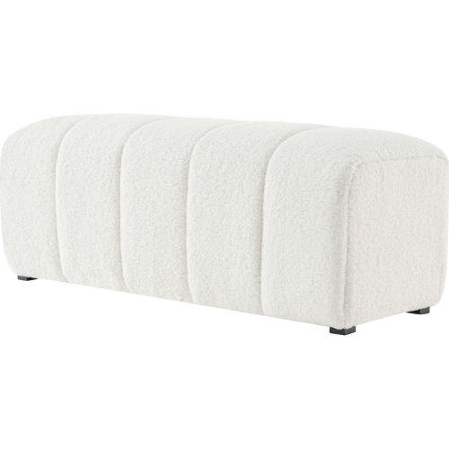 Cassy Bench in Channel Tufted Beige Faux Shearling